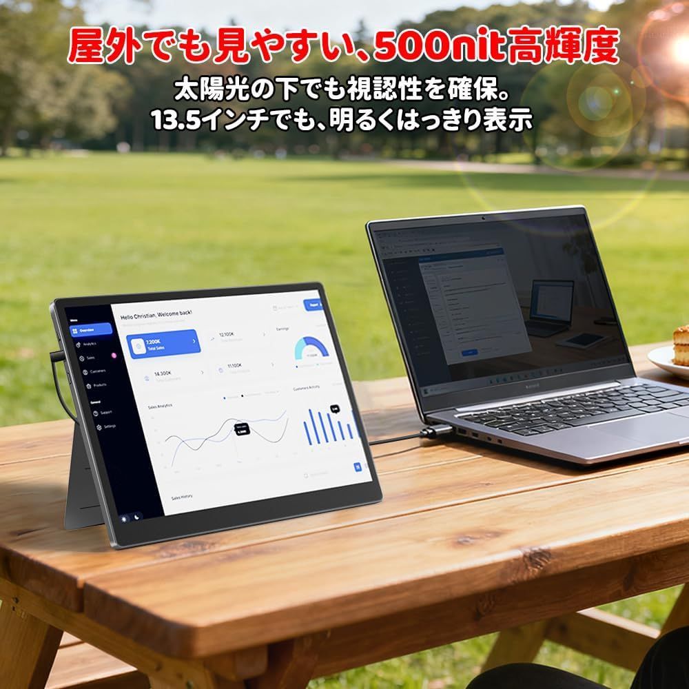 モバイルモニター 13.5インチ 2K 2256×1504 Switch2ドック不要 高輝度