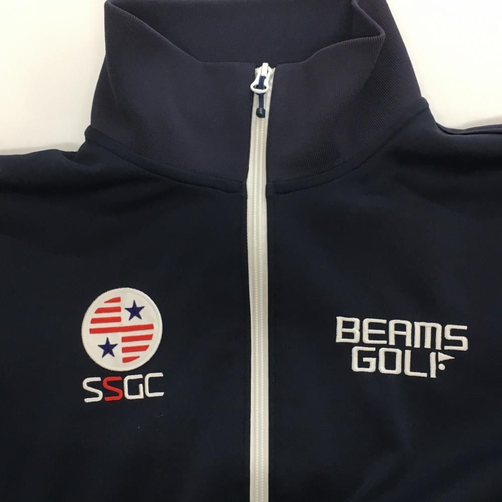 ビームスゴルフ ジャケットブルゾン ネイビー×白 ジャージ ロゴ