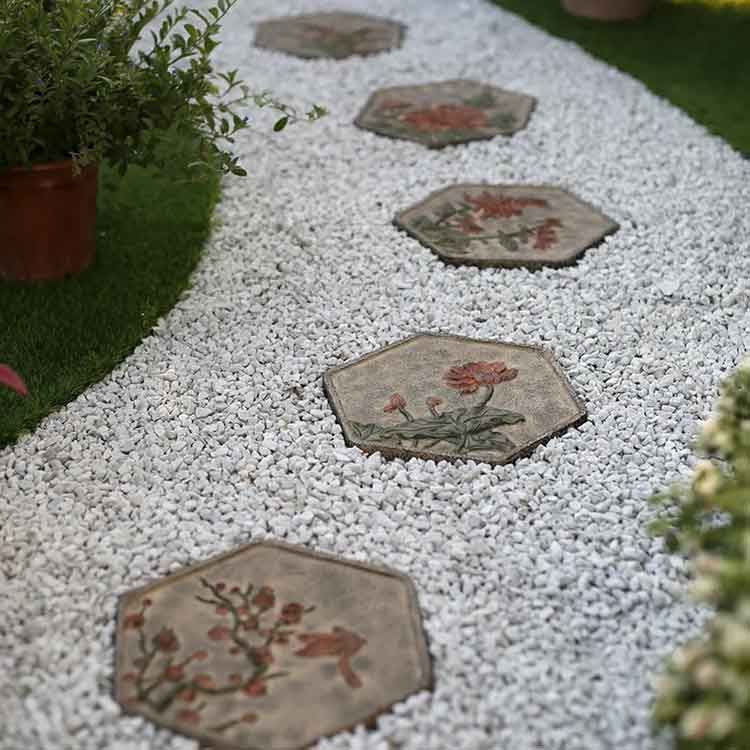 敷石 ステップストーン 六角形 花柄 踏み石 飛び石 天然石 置くだけ