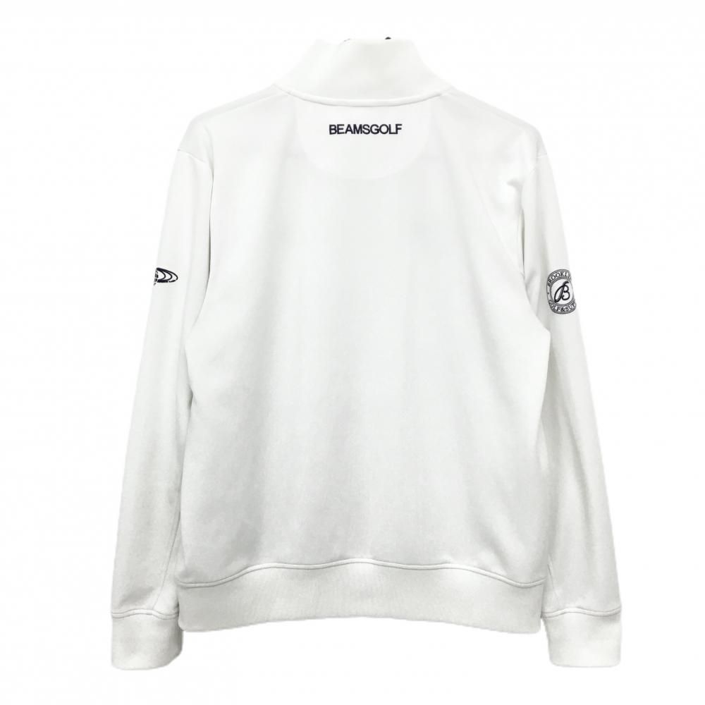 ビームスゴルフ ジャケットブルゾン 白×ネイビー ジャージ ロゴ