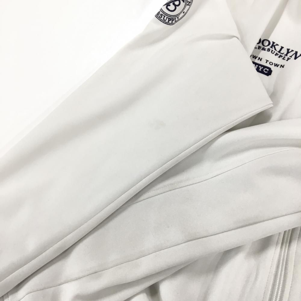 ビームスゴルフ ジャケットブルゾン 白×ネイビー ジャージ ロゴ