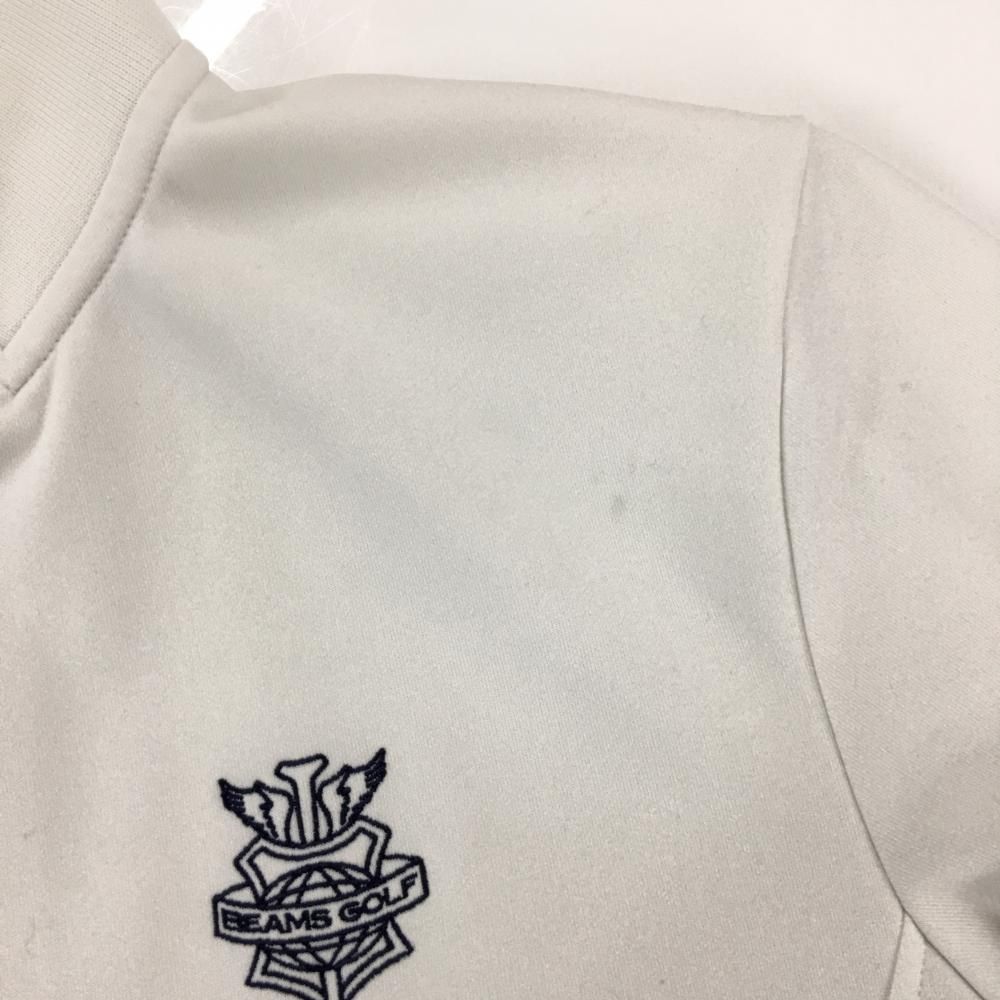 ビームスゴルフ ジャケットブルゾン 白×ネイビー ジャージ ロゴ