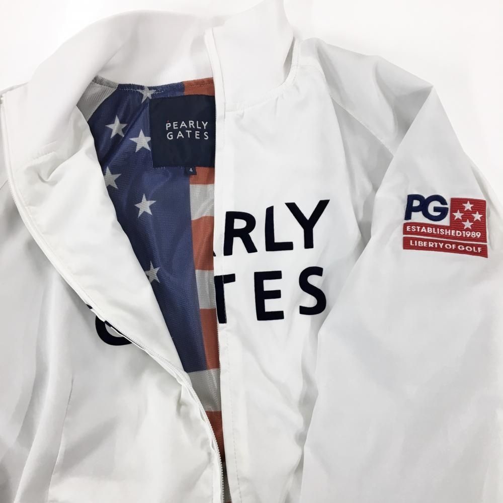 美品】パーリーゲイツ ジャケットブルゾン 白 地模様 蓄熱裏地 裏地