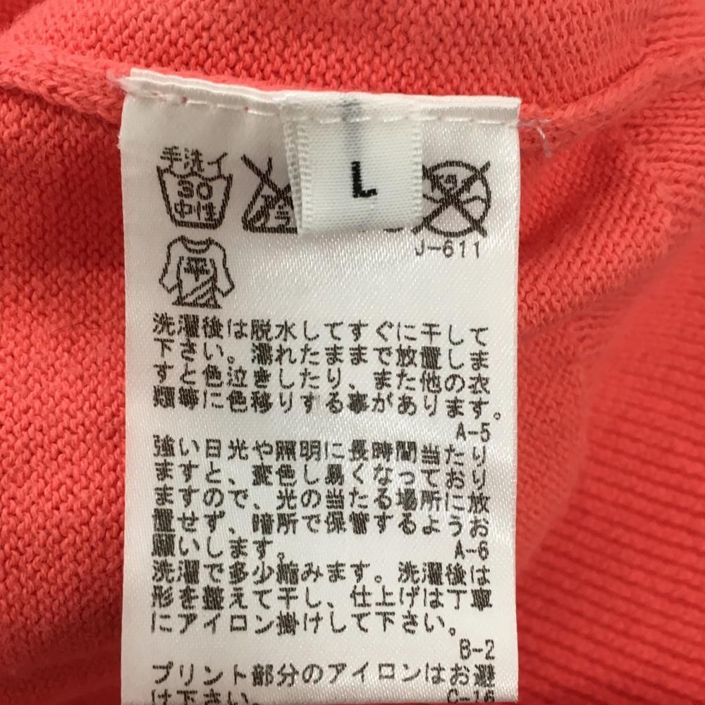 ジュンアンドロペ セーター サーモンピンク×白 フロントプリント