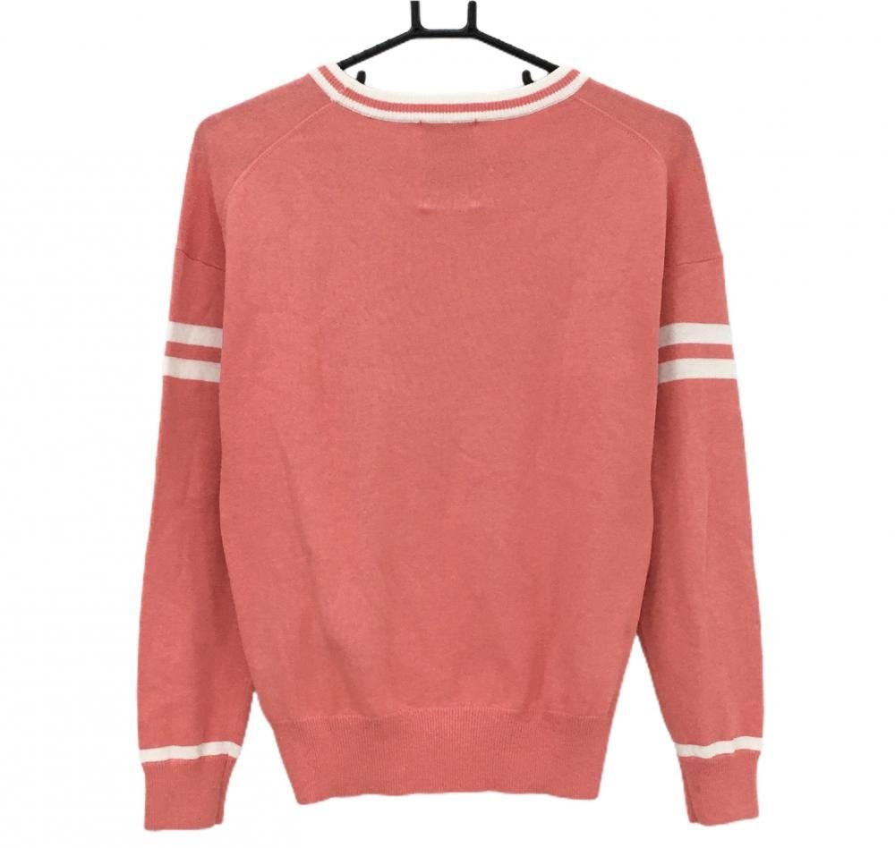 ジュンアンドロペ セーター サーモンピンク×白 フロントプリント