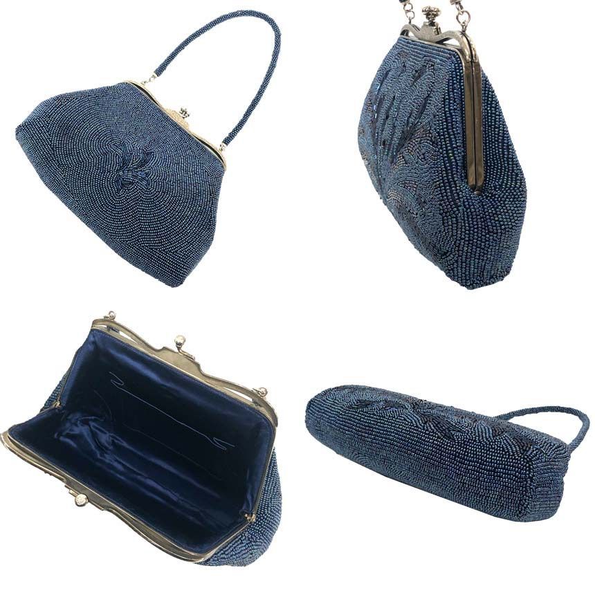 京やO260 和装バッグ 和洋兼用 ビーズバッグ ビーズ刺繍 高級着物