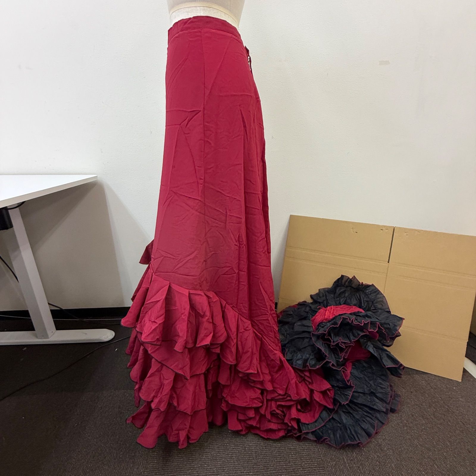 MOLINA】フラメンコ衣装 スカート ファルダ フィッシュテール ワイン