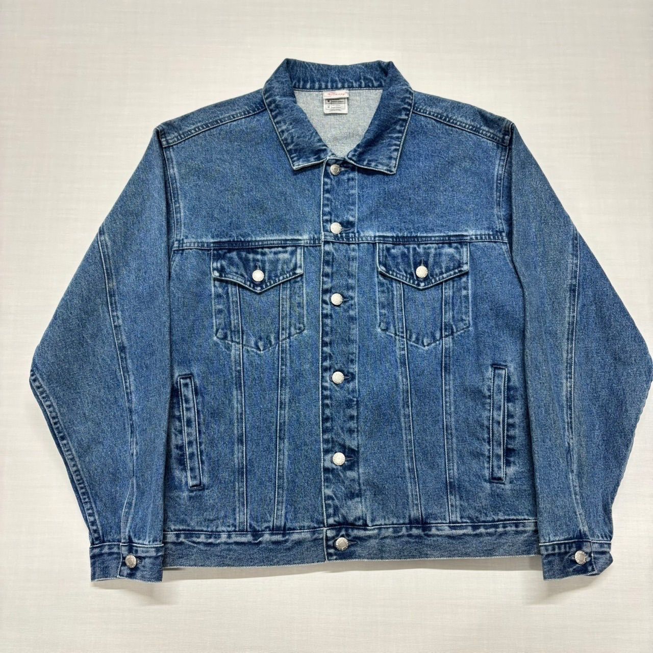 90s ディズニーストア デニムジャケット M ミッキー 星条旗 国旗 柄