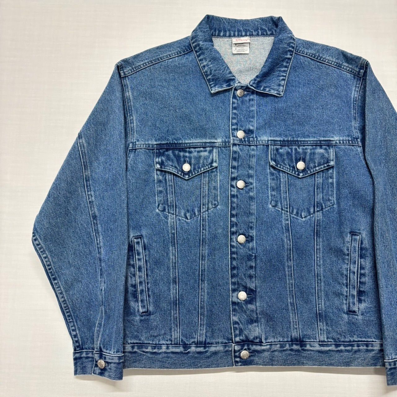 90s ディズニーストア デニムジャケット M ミッキー 星条旗 国旗 柄