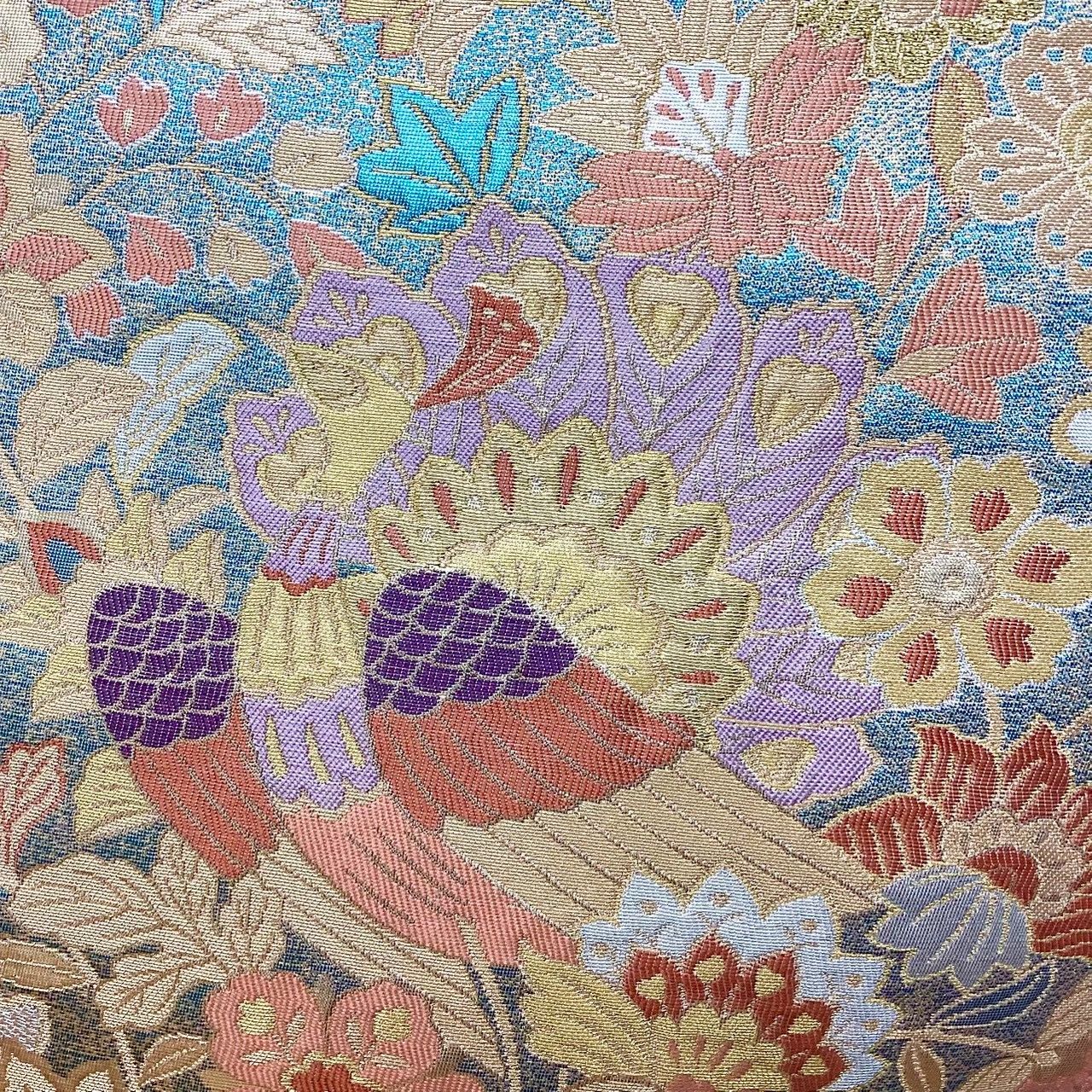 6718］袋帯 鳳凰花唐草文様 金 六通 正絹 着物 フォーマル - メルカリ