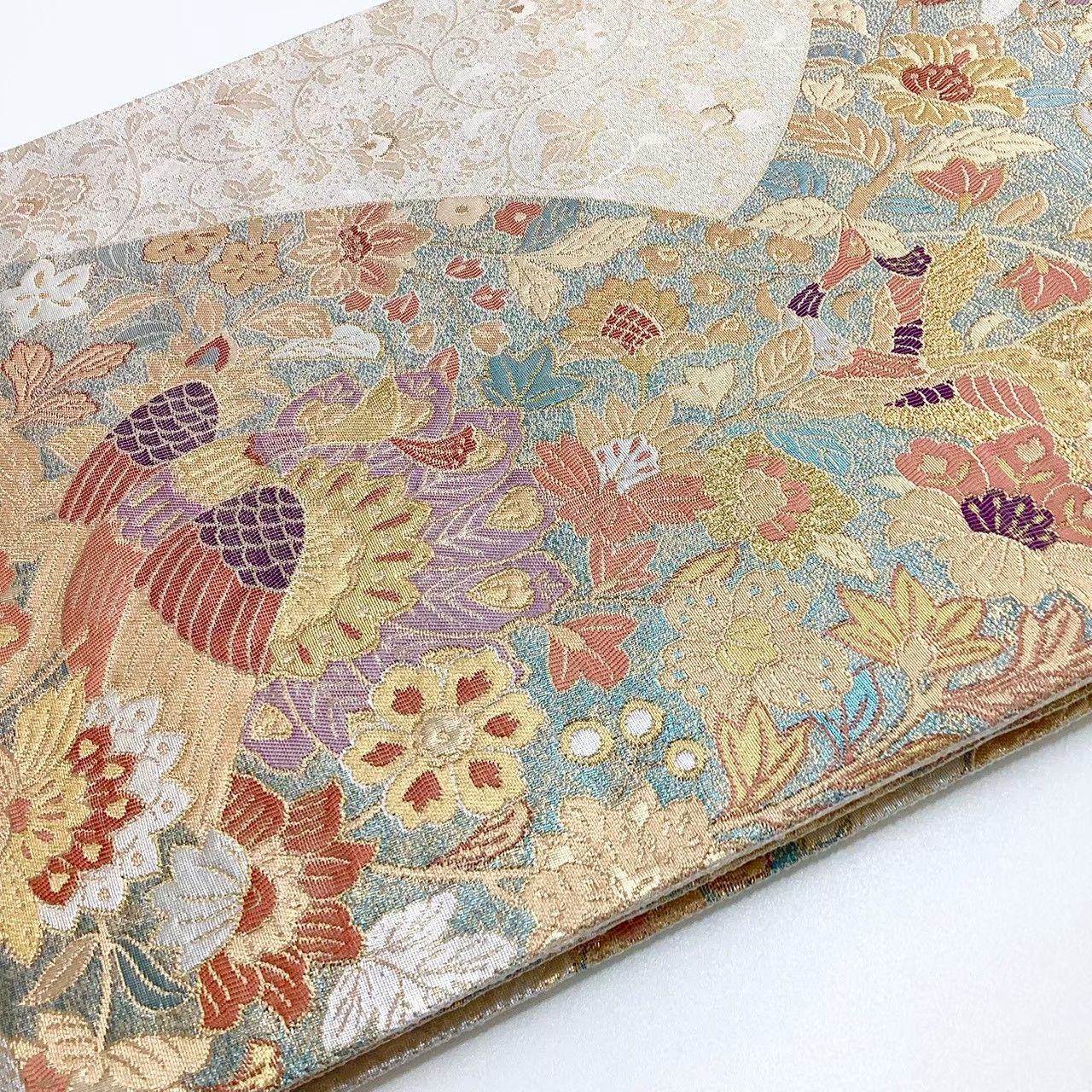 6718］袋帯 鳳凰花唐草文様 金 六通 正絹 着物 フォーマル - メルカリ