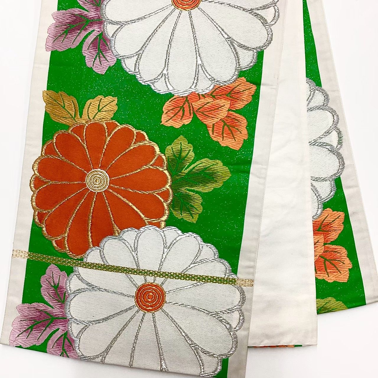 6720］袋帯 菊文様 刺繍 金銀糸 六通 正絹 着物 フォーマル - メルカリ