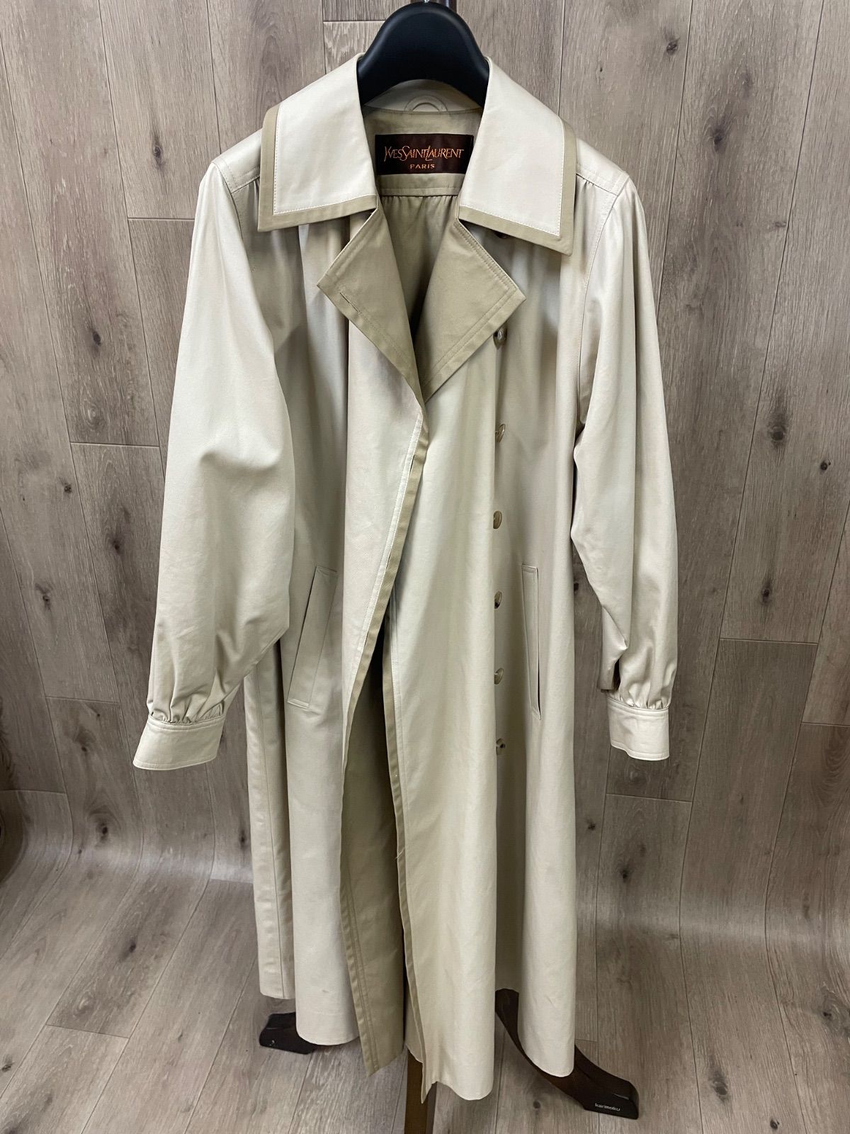 Yves Saint Laurent ベージュ ロングコート 中古品】YSL イヴ・サンローラン パリ ロングコート ベージュ - メルカリ