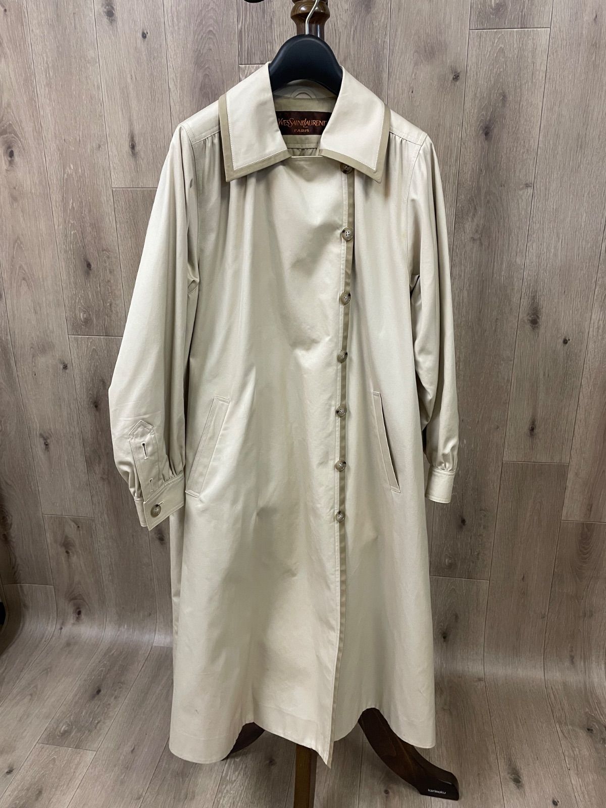 中古品】YSL イヴ・サンローラン パリ ロングコート ベージュ - メルカリ