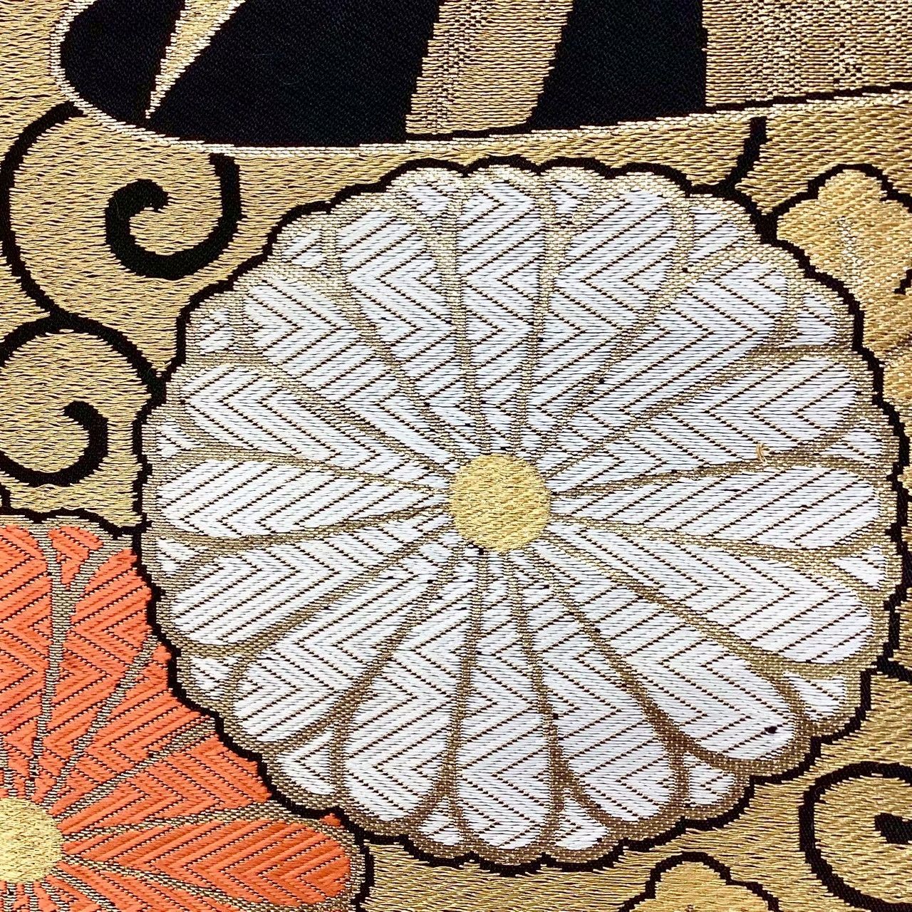 6721］袋帯 菊竹文様 金 黒 六通 正絹 着物 フォーマル - メルカリ