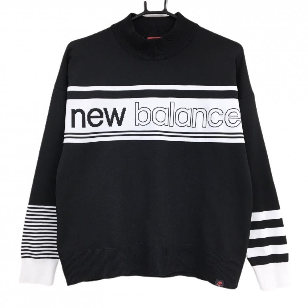 美品】ニューバランスゴルフ ハイネックセーター 黒×白 フロントロゴ