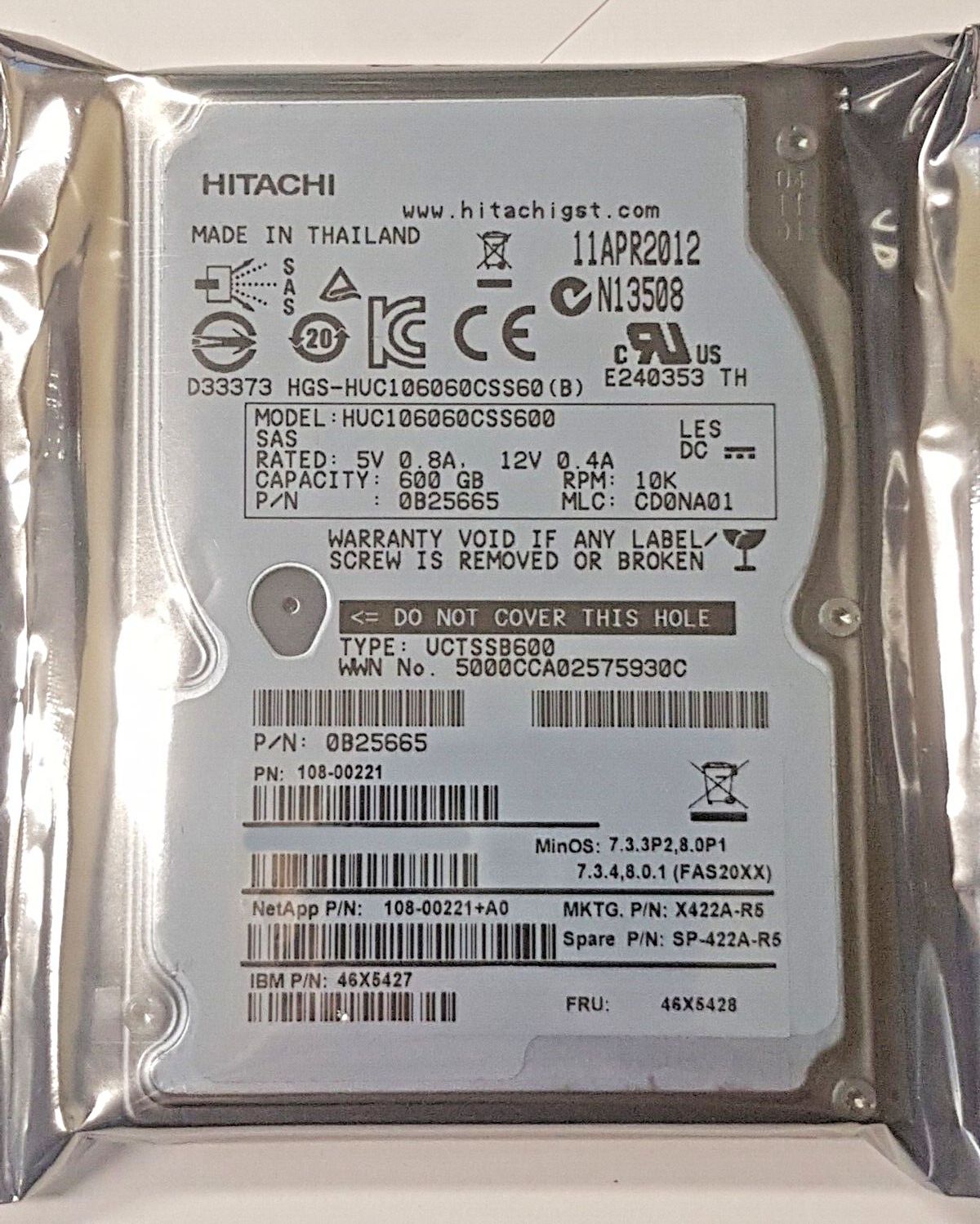 600 GB SAS II 日立 HUC106060CSS600 10K RPM 64MB HDD 2.5 内蔵HDD