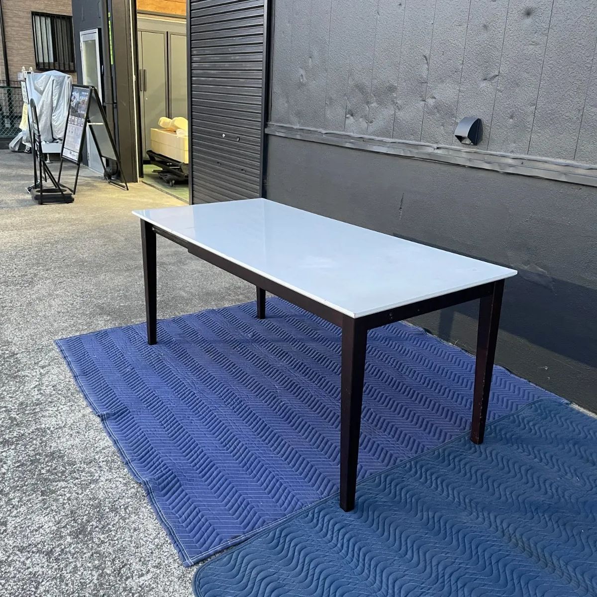 直接引き取り可】ホワイト長方形ダイニングテーブルセット 5点セット