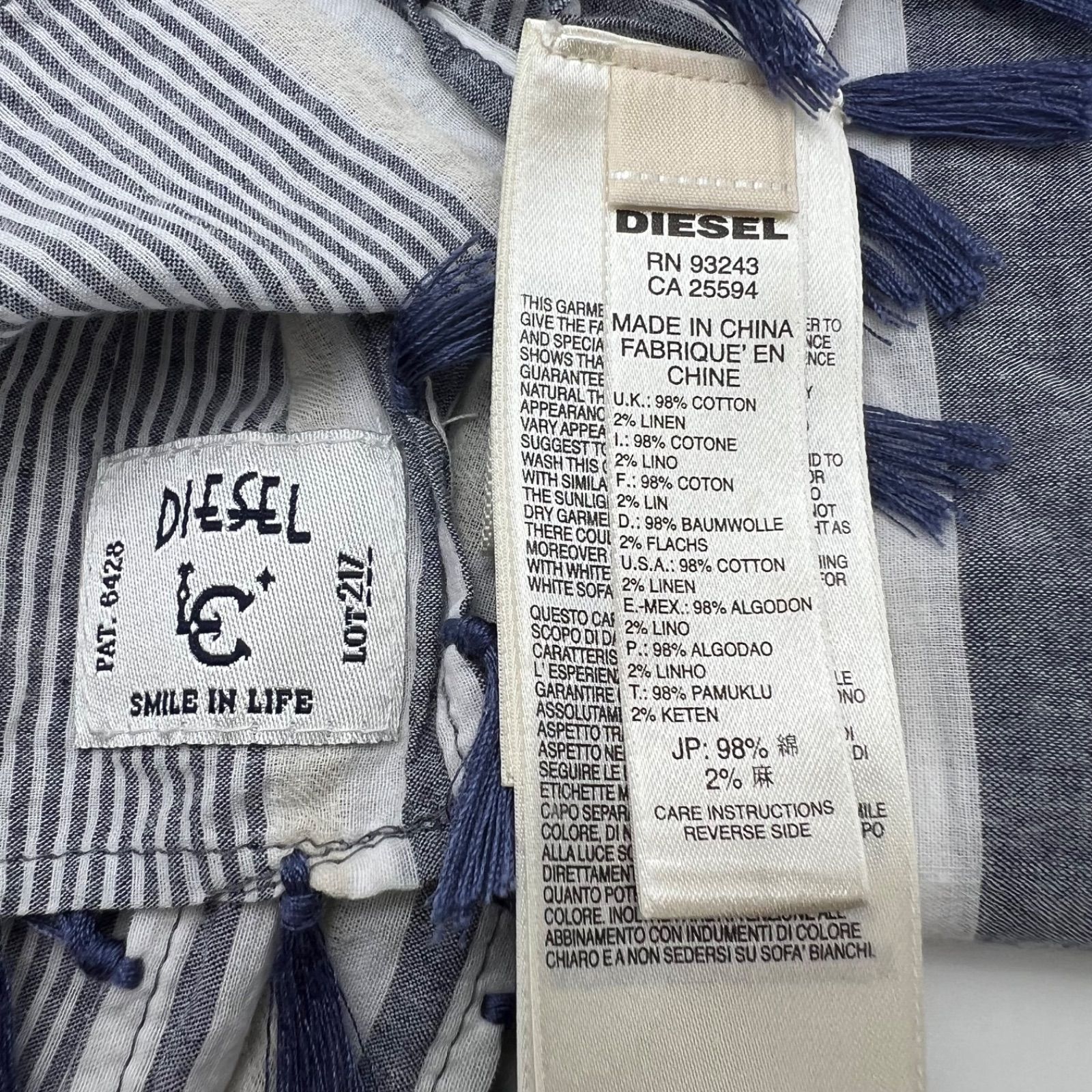 DIESEL 00s y2k archive cotton fringe stole ディーゼル 白タグ