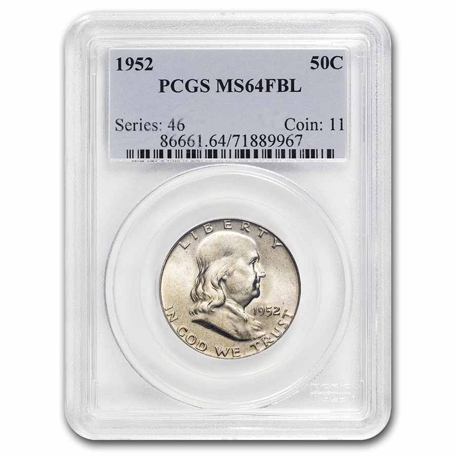 1948-1963 フランクリン ハーフ ダラー MS-64 PCGS (ランダム、FBL