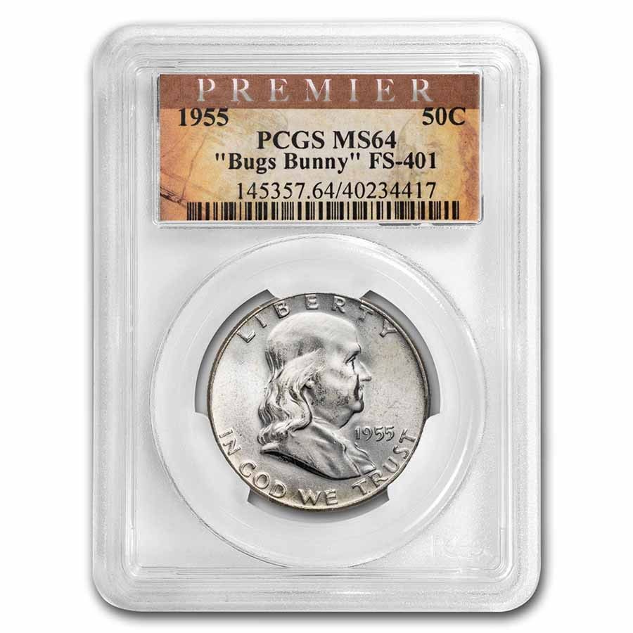 1955年 フランクリン ハーフダラー MS-64 PCGS (FBL、バッグス・バニー