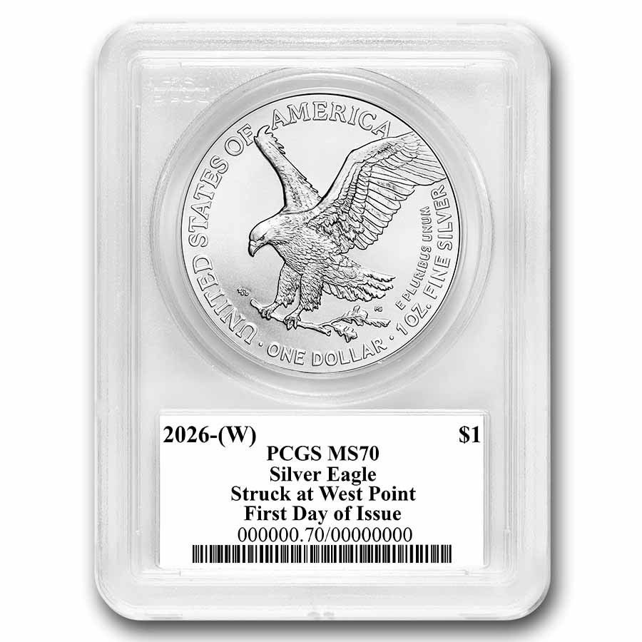 2026-(W) アメリカン シルバー イーグル MS-70 PCGS (FDI、ブラック