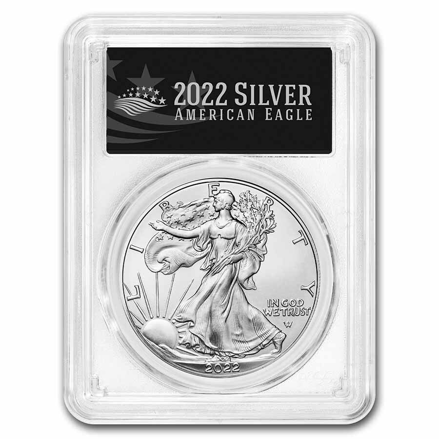 2022年 アメリカン シルバー イーグル MS-70 PCGS (FDI、ブラック