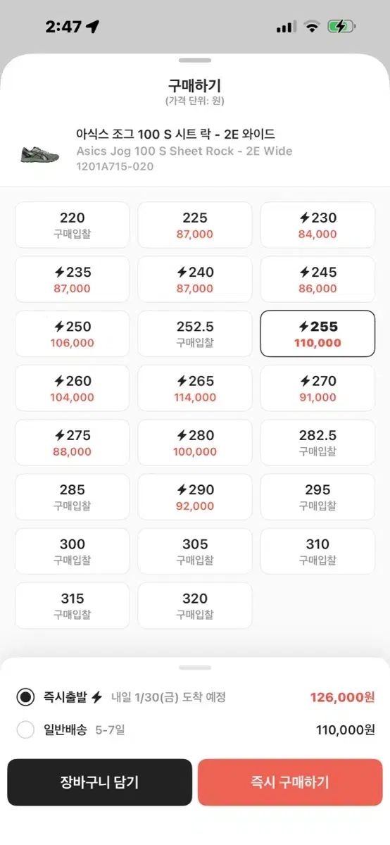 アシックス ジョグ 100 S 255