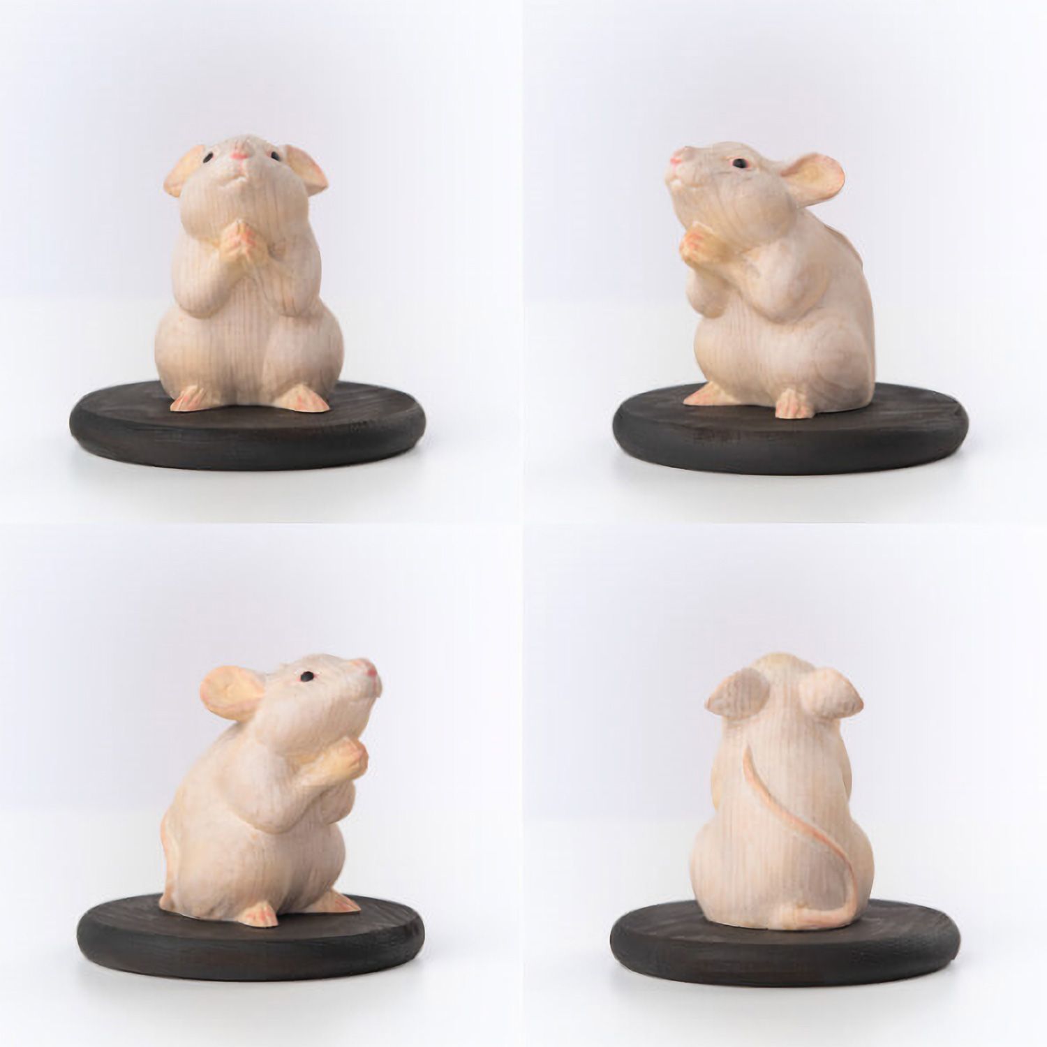 新品・メーカー直送】十二支木彫りコレクション「子（ねずみ）」正因山