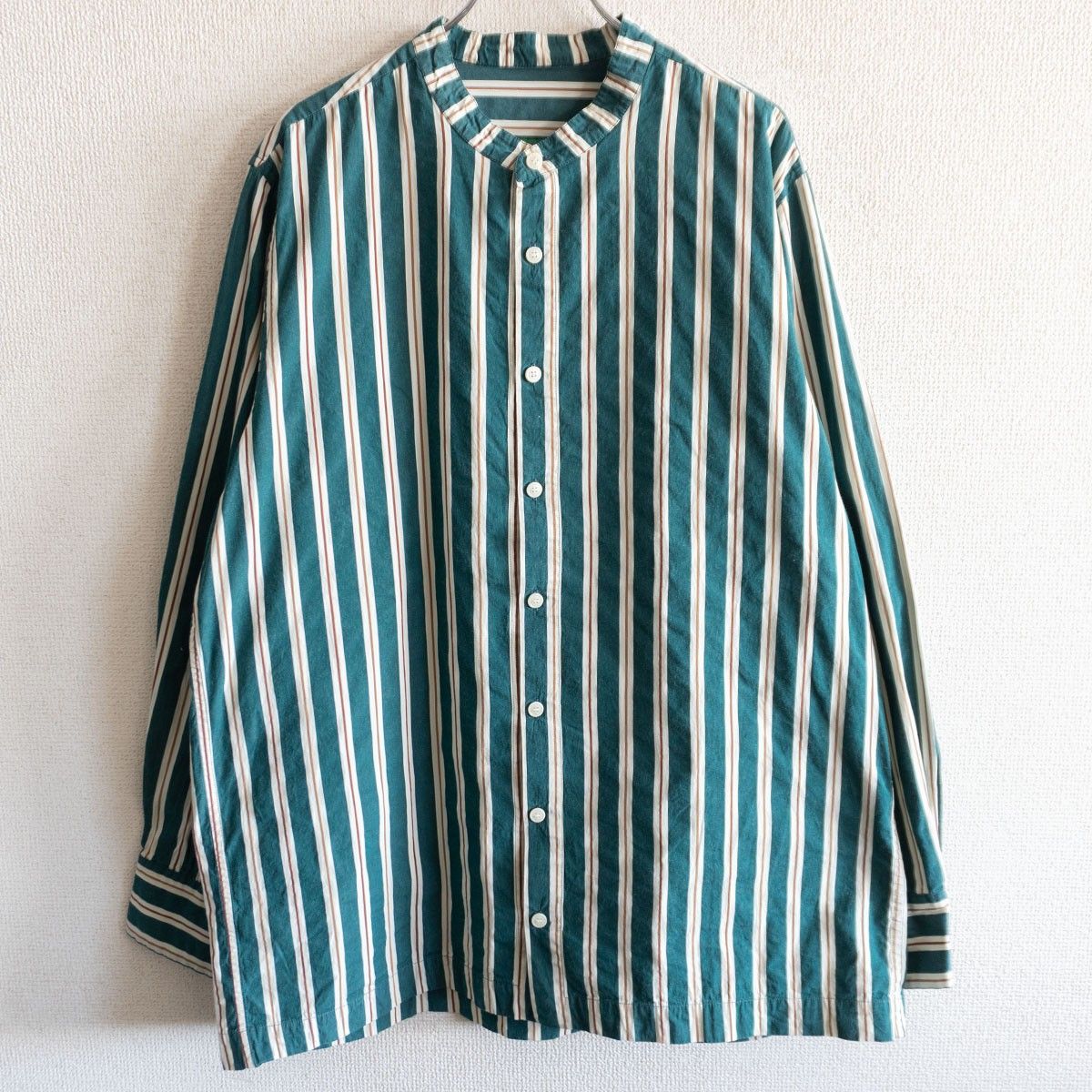 美品】 CASEY CASEY 【DENVER SHIRT ストライプシャツ】M バンドカラー