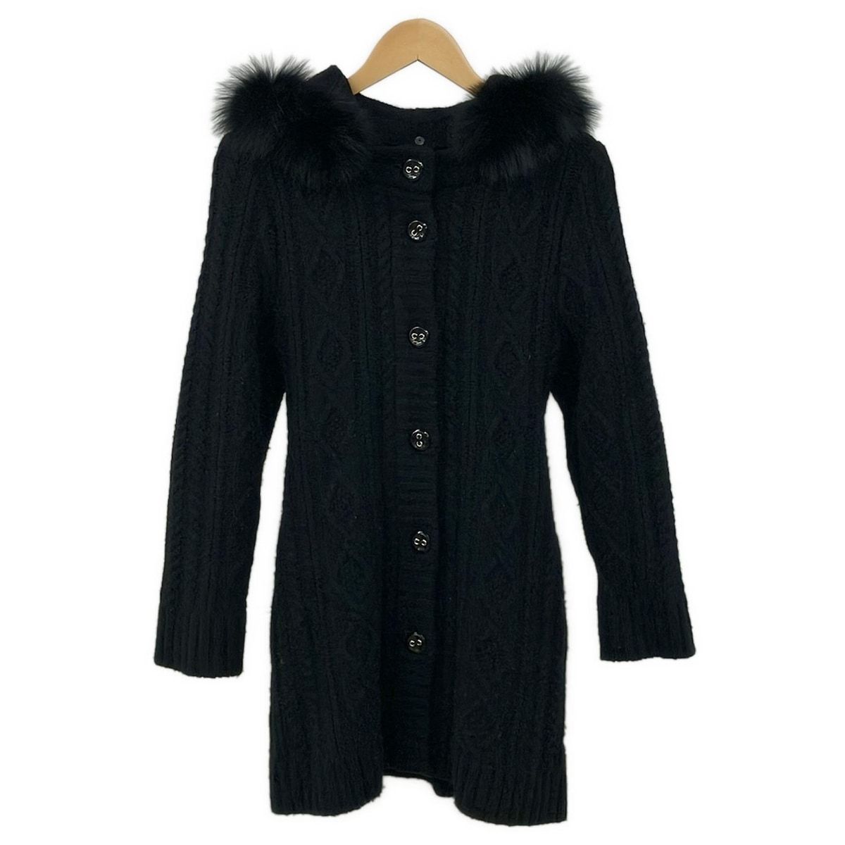 COURREGES(クレージュ) コート サイズ38 M レディース 黒 ニット