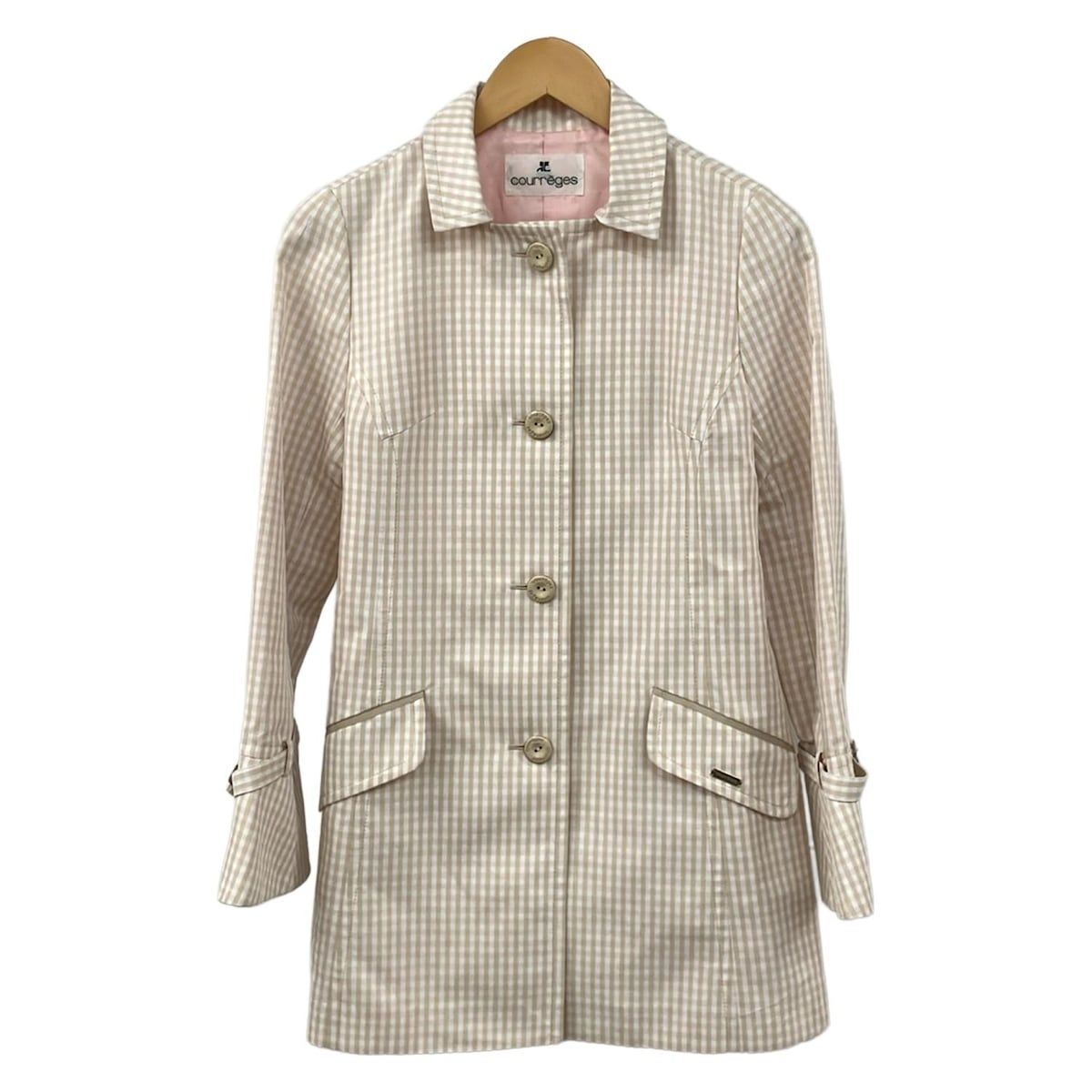 COURREGES(クレージュ) コート サイズ38 M レディース 白×ピンク 