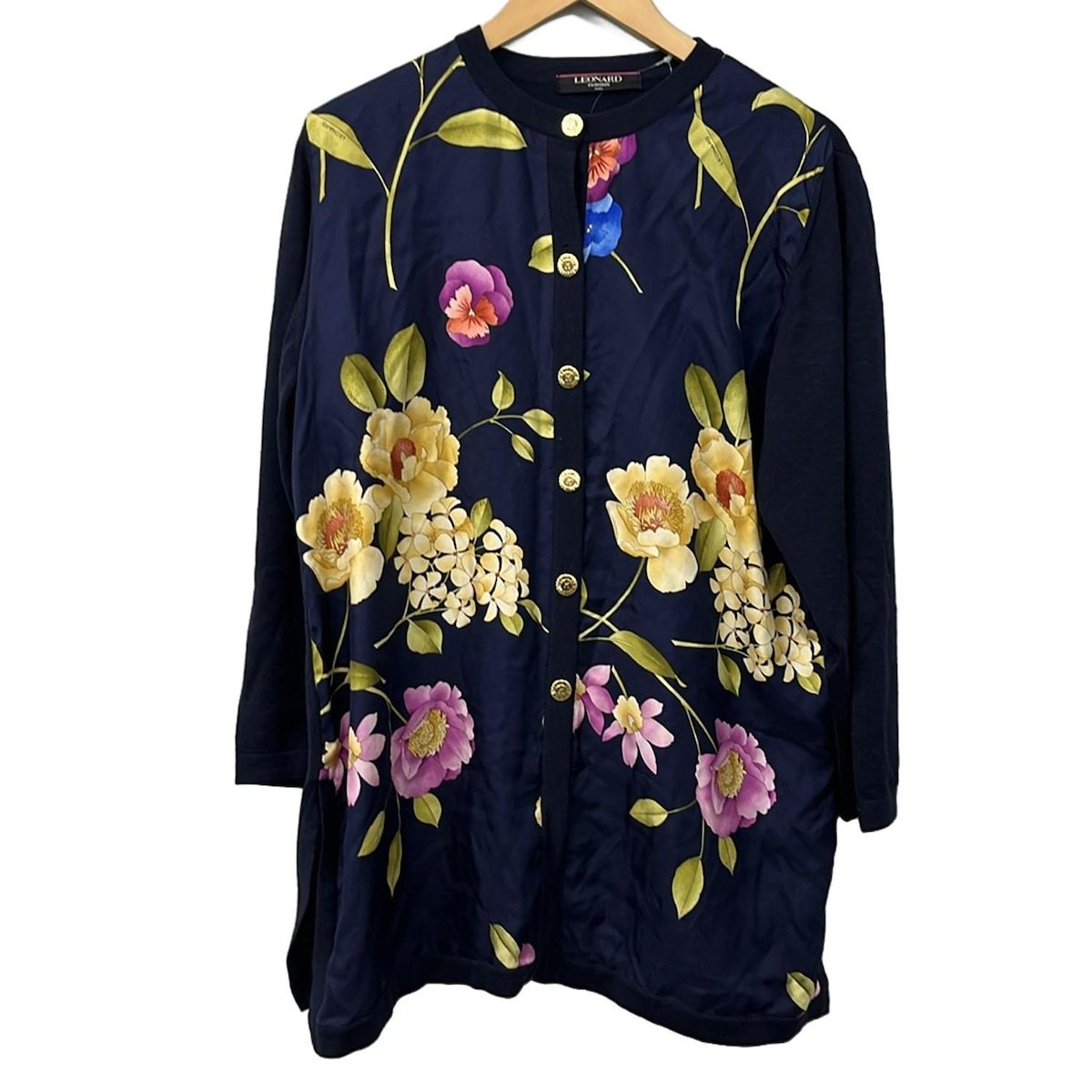 LEONARD(レオナール) カーディガン サイズL レディース美品 - ネイビー