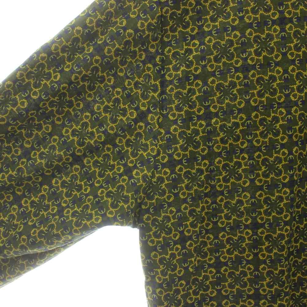 セリーヌ CELINE HOMME ヴィンテージ ポロシャツ 長袖 総柄 L カーキ