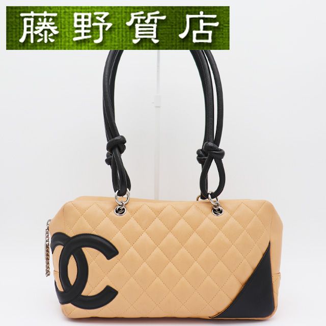 シャネル CHANEL カンボンライン ボーリングバッグ レザー ベージュ