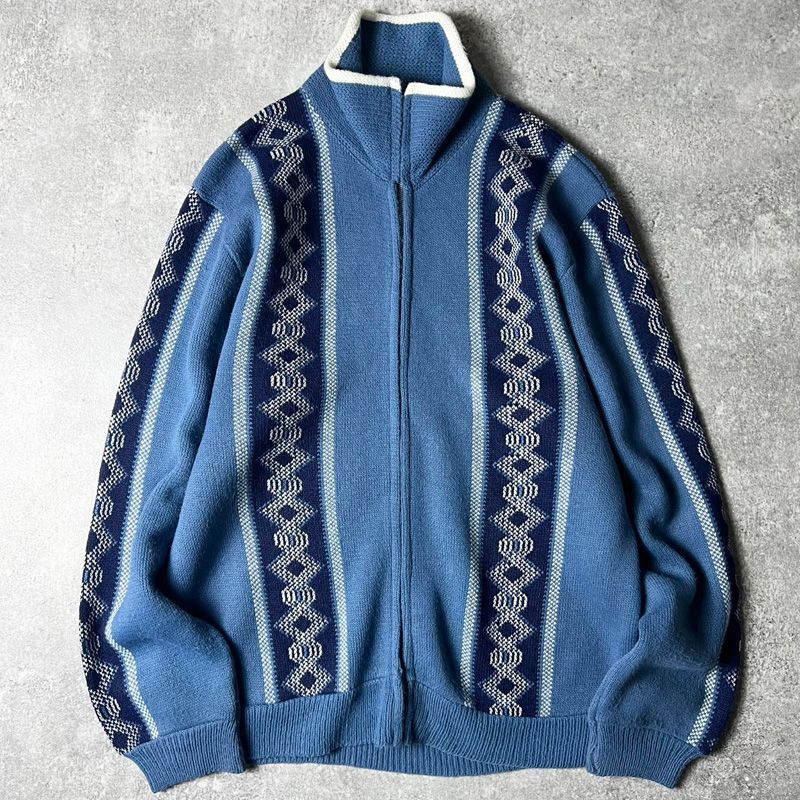 60s Sedgewick 総柄 ストライプ ドライバーズ ニット カーディガン