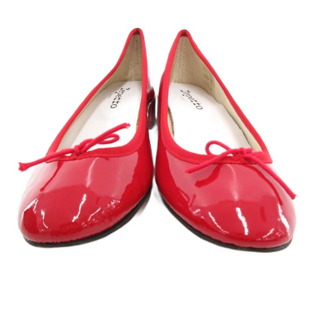 『美品』repetto パンプス バレエシューズ フラット リボン レッド 赤 レペット Repetto フラットパンプス バレエシューズ エナメルレザー