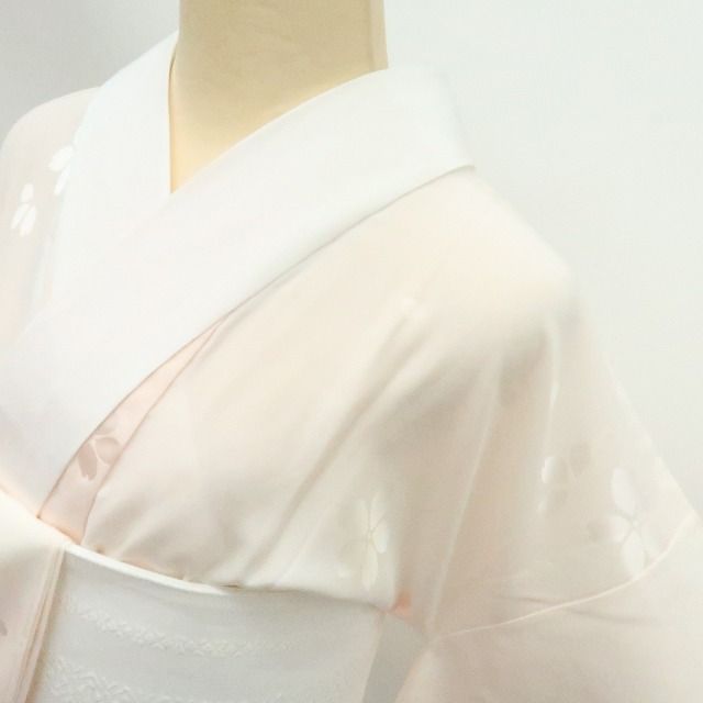 百華❀Y4503◇新品 単衣 袖無双 仕付け糸・半襟付 手縫い仕立て 桜
