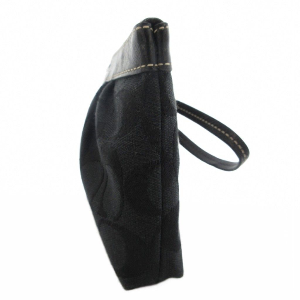 コーチ COACH シグネチャー アクセサリーポーチ キャンバス レザー 黒