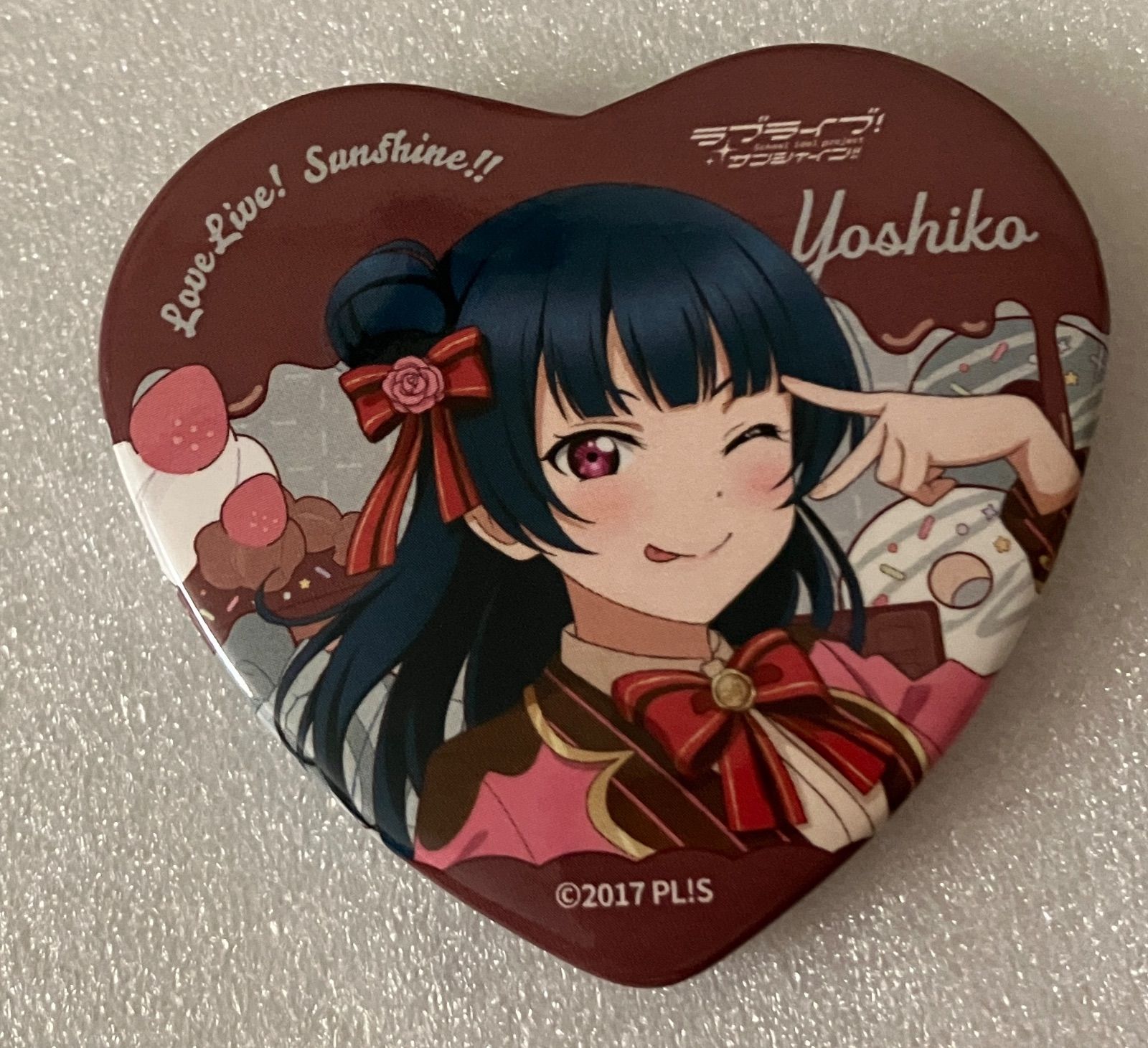 ラブライブ！サンシャイン！！Aqours 津島善子　ハート型缶バッジ　28点 f#️⃣ラブライブ#️⃣ 津島善子 ショコラスイーツ ハート型 缶バッジ