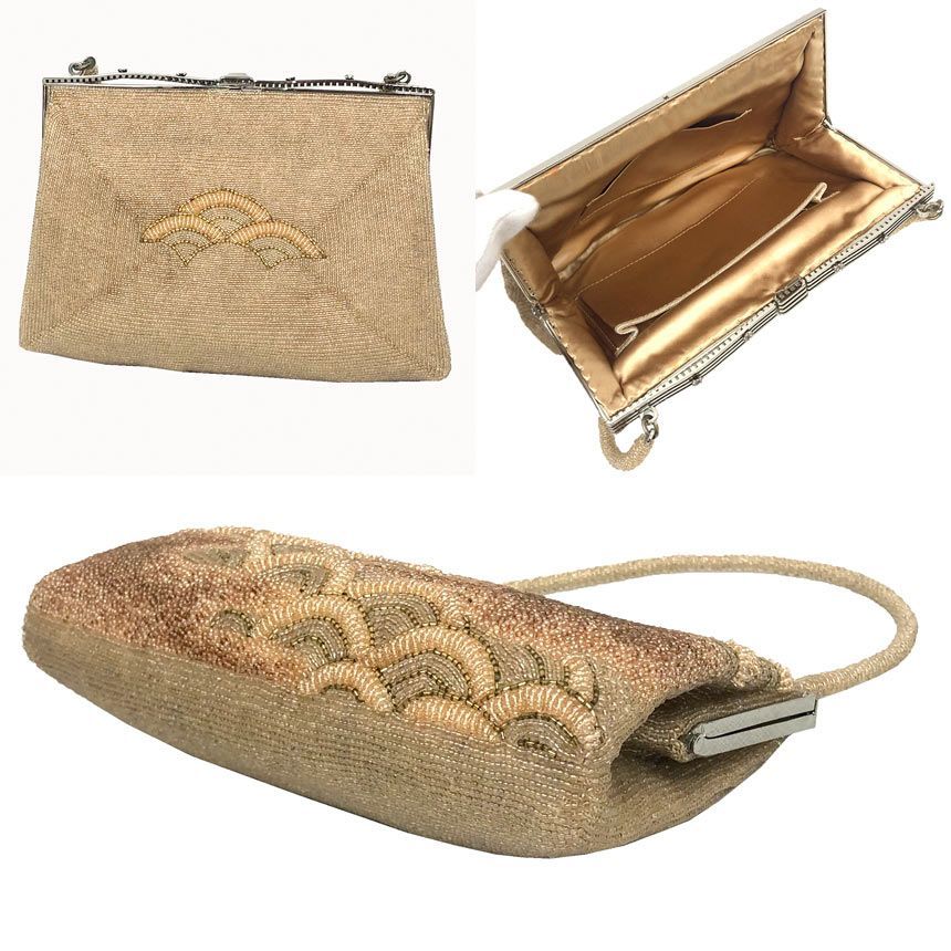 京やO264 和装バッグ 和洋兼用 ビーズバッグ ビーズ刺繍 高級着物