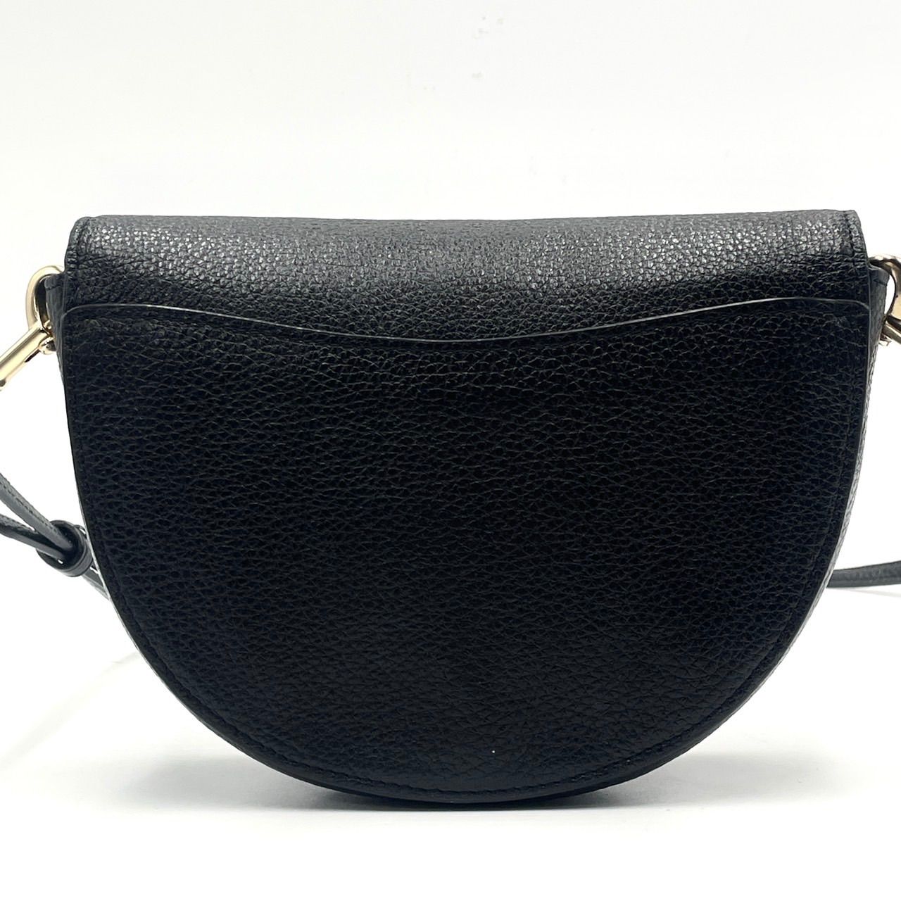 美品○ COACH コーチ ショルダーバッグ ハーフムーン ブラック レザー 