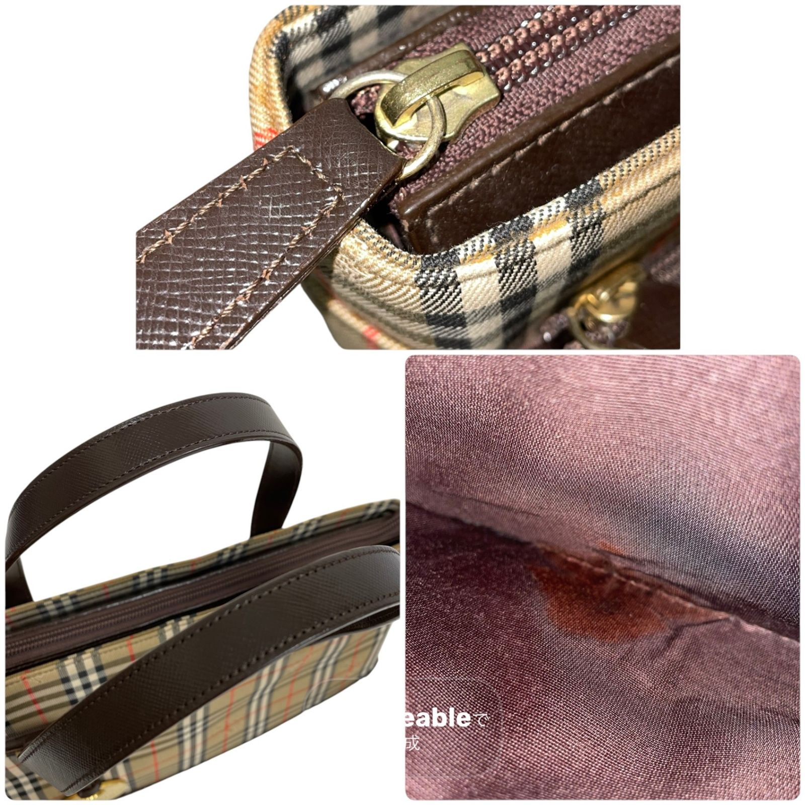 BURBERRY バーバリー ハンドバッグ ノバチェック キャンバス レザー
