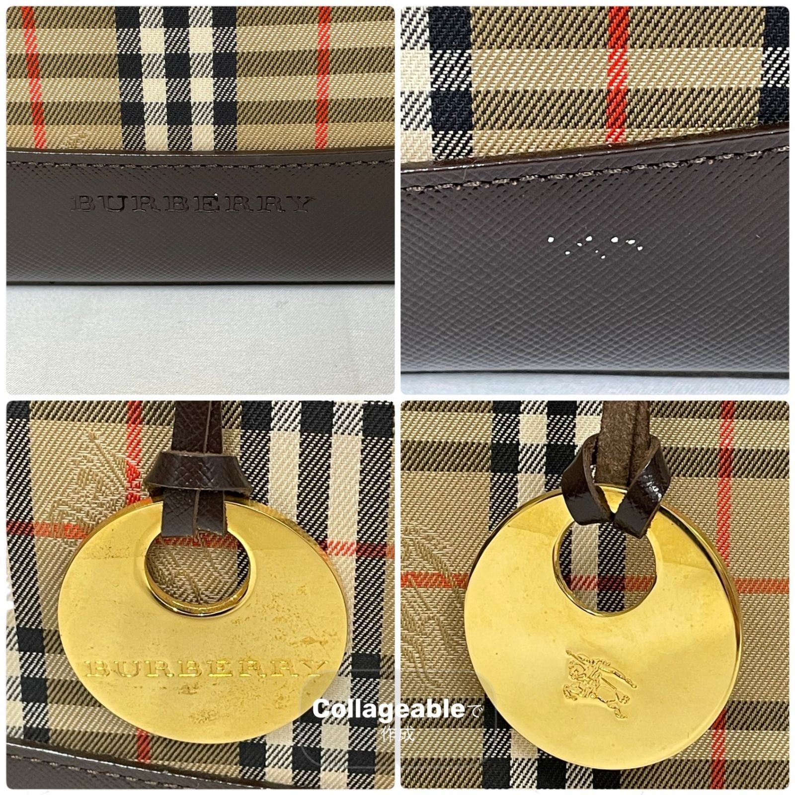 BURBERRY バーバリー ハンドバッグ ノバチェック キャンバス レザー