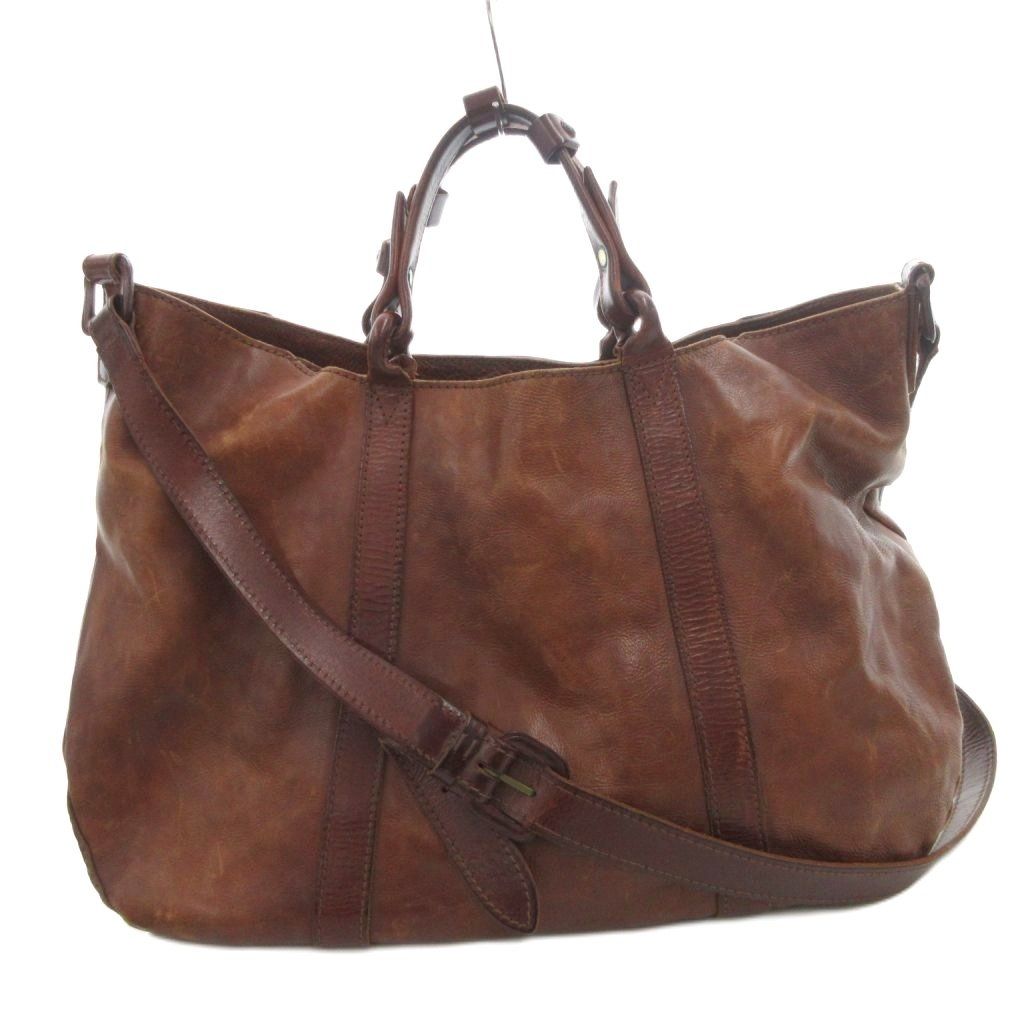 美品 ゲンテン ハンドバッグバッグ レザー 2wayショルダー付　ブラウン ゲンテン genten 2WAY ショルダーバッグ ハンド 手提げ 斜め掛け