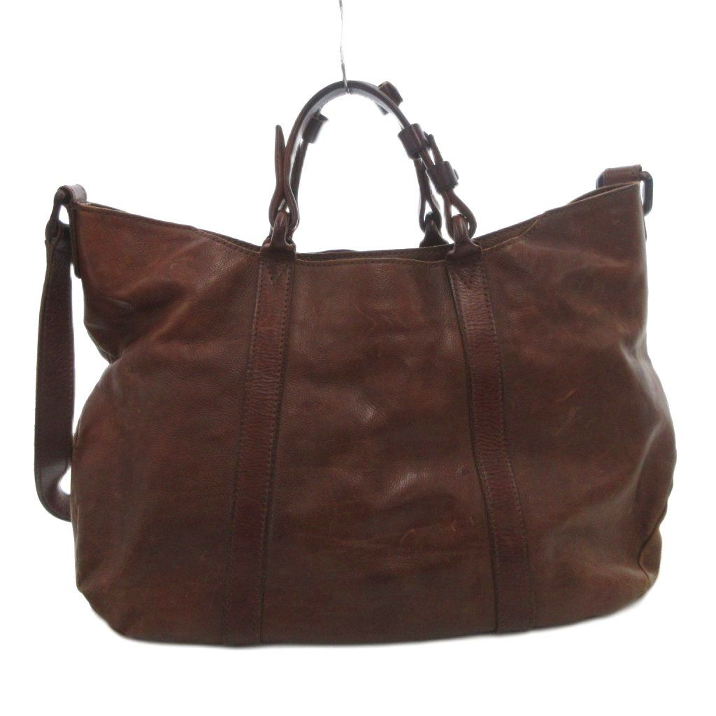 美品 ゲンテン ハンドバッグバッグ レザー 2wayショルダー付　ブラウン ゲンテン genten 2WAY ショルダーバッグ ハンド 手提げ 斜め掛け