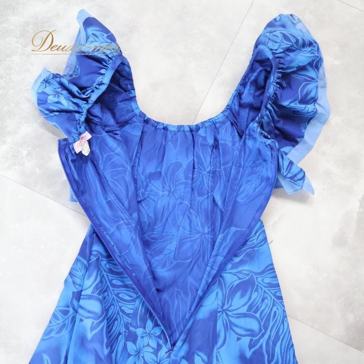 フラダンス 衣装 ワンピース ドレス ブルー系 CC Fashions ハワイ製