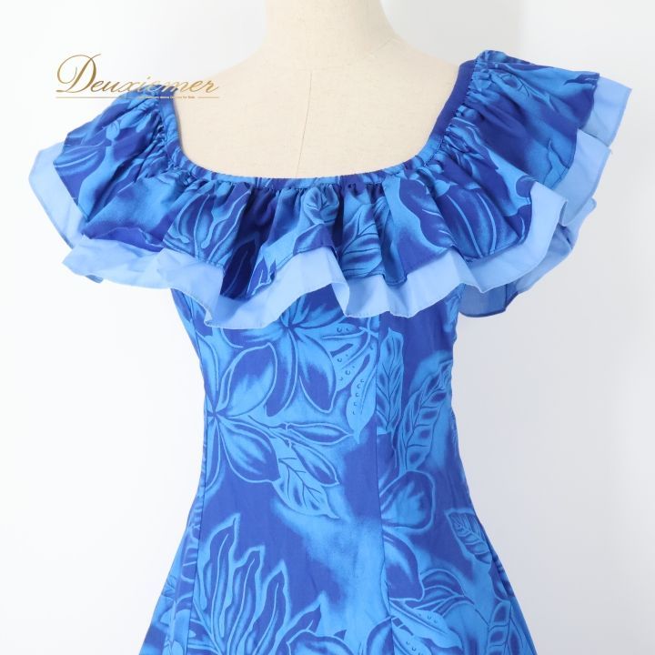 フラダンス 衣装 ワンピース ドレス ブルー系 CC Fashions ハワイ製