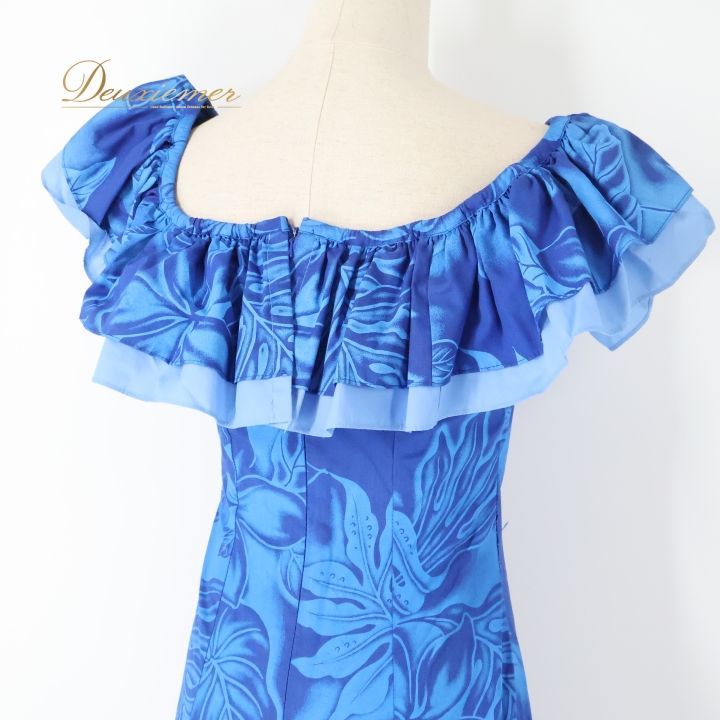 フラダンス 衣装 ワンピース ドレス ブルー系 CC Fashions ハワイ製