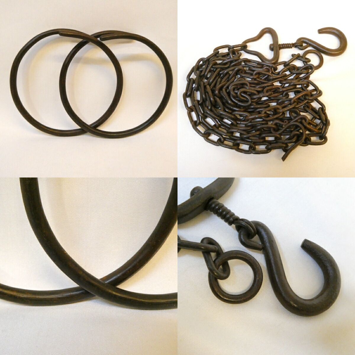 釣釜道具】寺西宗山作 吊道具 弦 釜鐶 釜鎖セット 吊釜 裏千家 茶道具